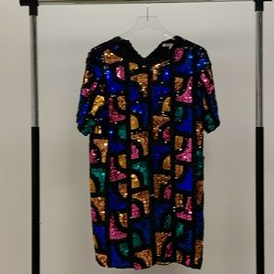 multicolored sequened dress